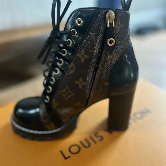 Louis Vuitton Monogram Black and Brown Ankle Booties - Picture 3 of 5